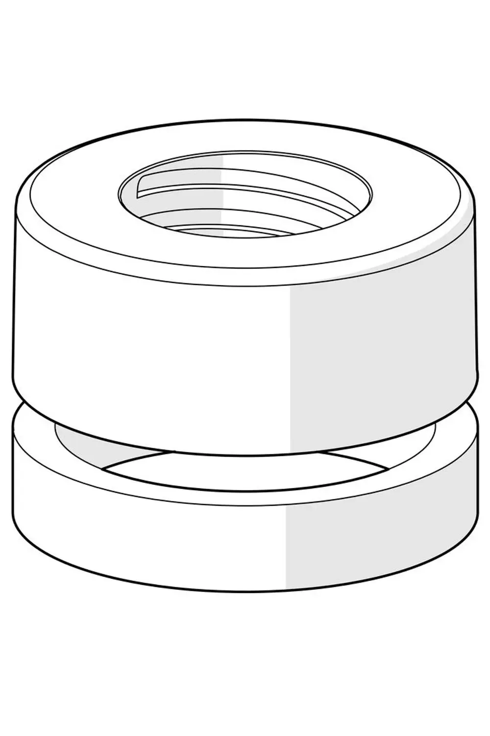 Chromfarbige Rosette von HANSA, zylindrische Form mit Innengewinde, teilweise mattierte Oberfläche. Ideal zur Abdeckung von Rohrverbindungen.